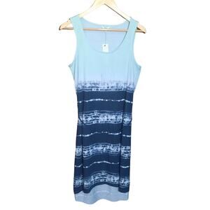 Sonoma Womens Blue Sleeveless Tye Dye High Low Tie Waist Dress Size Medium NWT